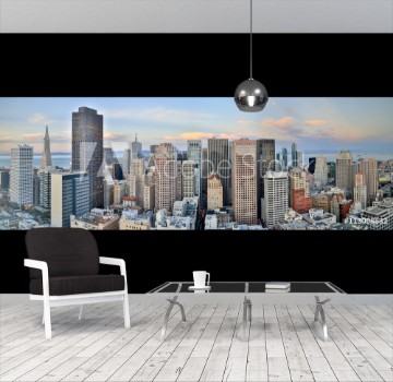 Picture of San Francisco Downtown Panoramic View at Sunset Aerial view of San Francisco Financial District
